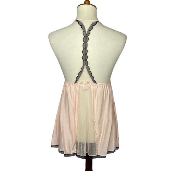 Victoria’s Secret Nightie Womens Small Pink Black Lace Sheer Silk Blend V-Neck - Picture 3 of 9